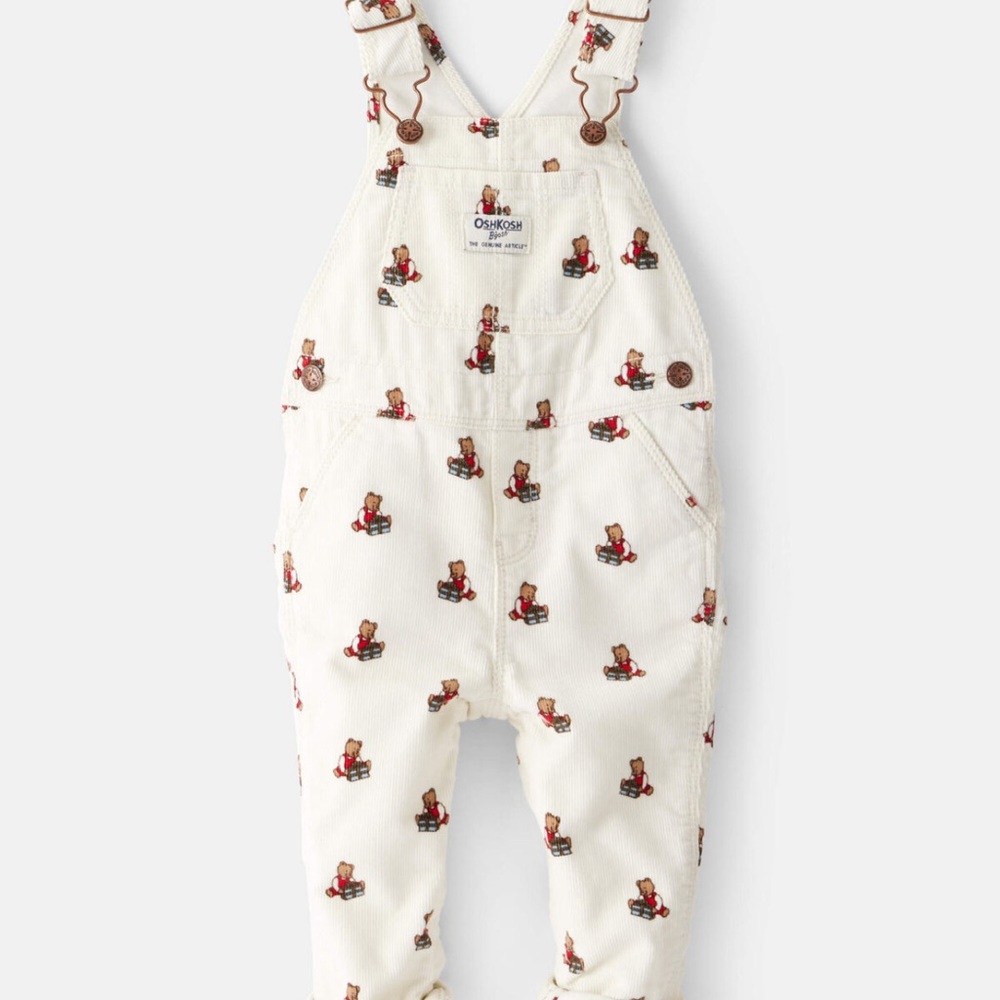 OshKosh B'gosh Baby Bear Cream Corduroy Overalls
